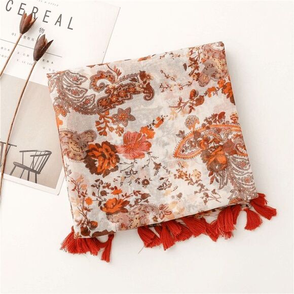 2/$30 Ladies Retro Floral Filigree Ladies Lightweight Scarf - Picture 4 of 7